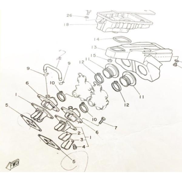 ヤマハ発動機 RZ250(4L3) キャブレタージョイント (インシュレーター