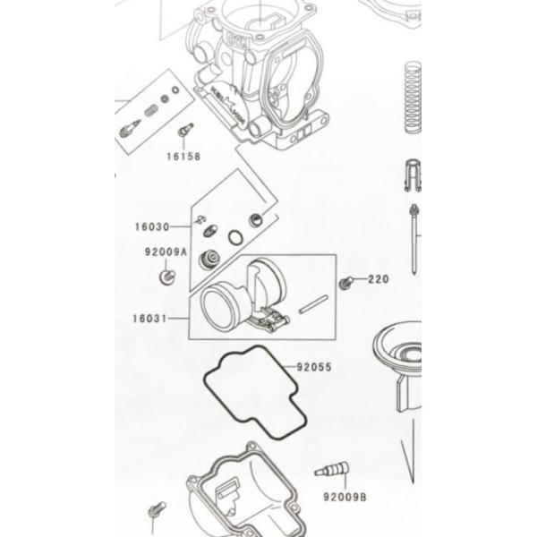 カワサキ バリオス2(ZR250B) フロートバルブ 1台分 図中(16030番