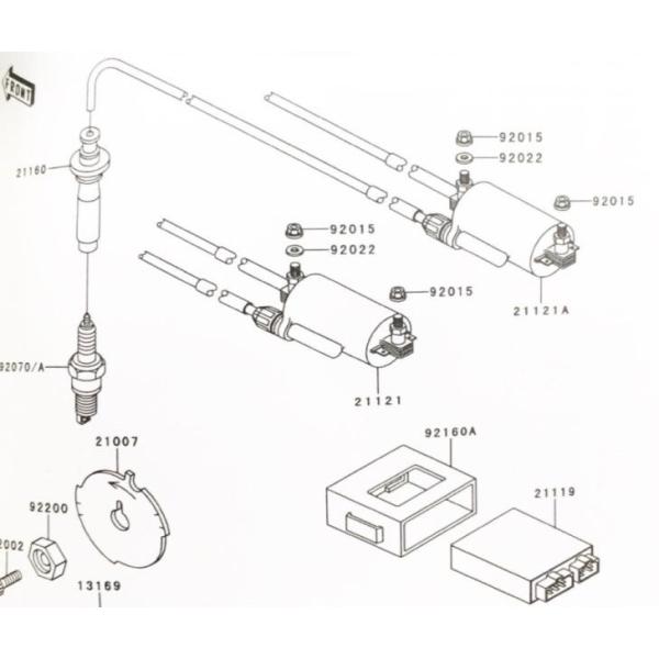 カワサキ GPZ900R(ZX900A) 全年式 イグニッションコイル 1台分 カワサキ GPZ900R(ZX900A) 全年式 イグニッションコイル 1台分