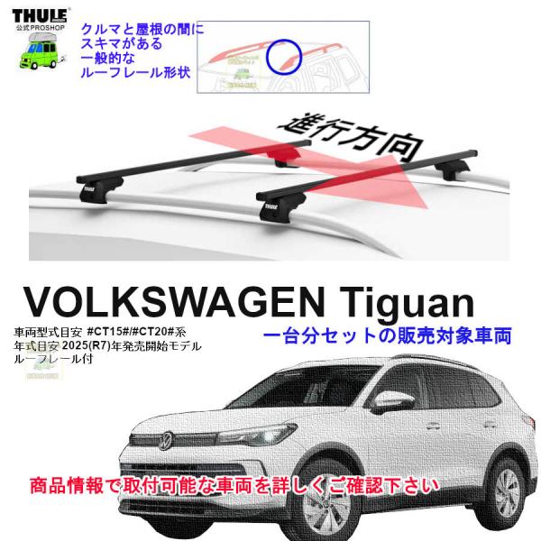 8/4店在庫アリ THULE キャリアset1台分 VW ティグアン  #CT15/CT20#系 RR付 th710410 th7123