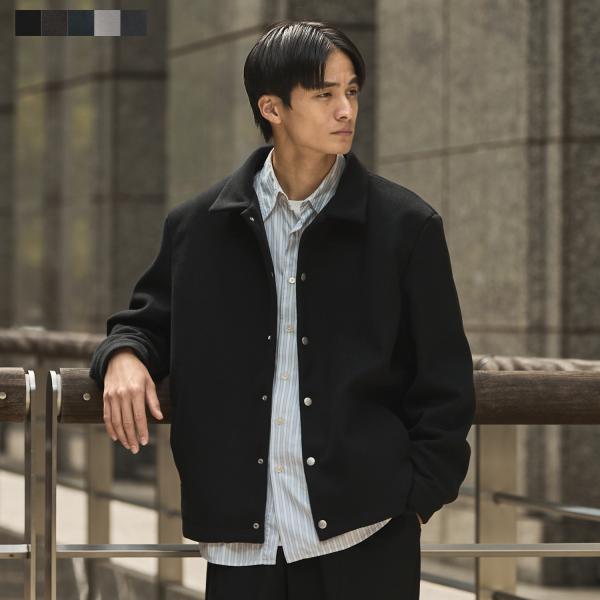 calee ネイビー メルトンウールコーチジャケット
