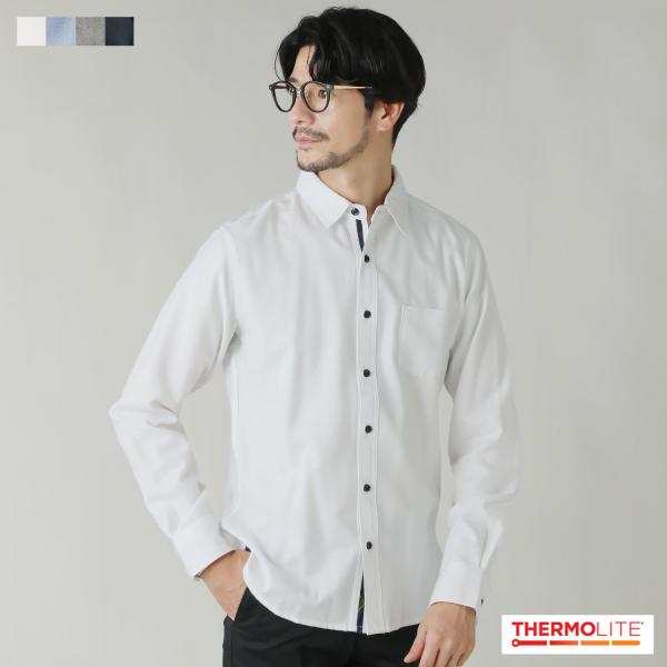 シャツ オックスシャツ メンズ 秋 秋服 冬 冬服 オックスフォード レギュラーカラー サーモライト 保温 暖かい 在宅 チェック柄 細身