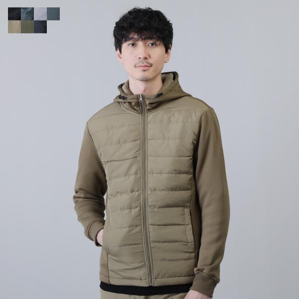 ダウンパーカー ジャケット メンズ フード ライトアウター ダウンフェザー 裏起毛 ストレッチ カモフラージュ柄