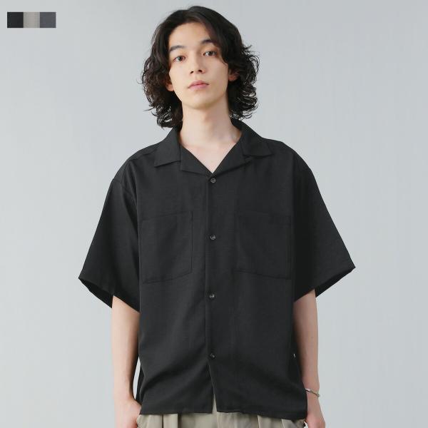 ブラック オープンカラーシャツ spu_buy240188