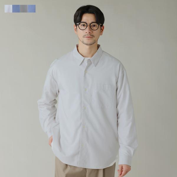 シャツ トップス メンズ 春 夏 長袖 レギュラーカラーシャツ ボックスシルエット レギュラーカラー ストライプ イージーケア 軽量 接触冷感 吸水速乾