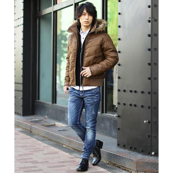 ダウンジャケット メンズ アウター PUレザーフェイクファー バイクジャケット 防寒 冬 冬服 /【Buyee】 ダウンジャケット メンズ アウター PUレザーフェイクファー バイクジャケット 防寒 冬 冬服 /【Buyee】
