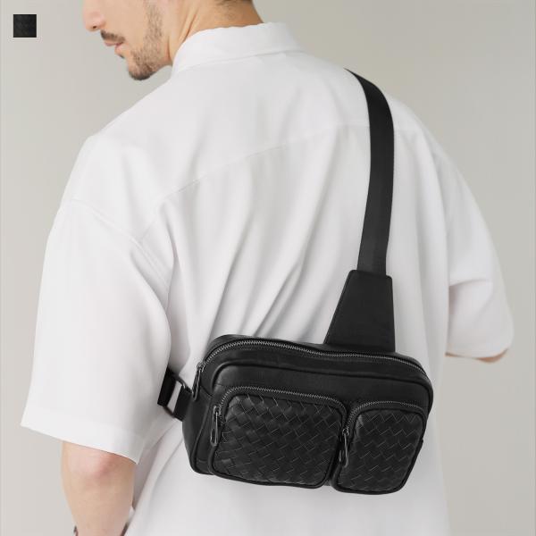 ボディバッグ ショルダーバッグ バッグ 小型 小ぶり メンズ カウレザー レザー 牛革 本革 鞄 カバン マチ付き ファスナー イントレチャート ギフト プレゼント