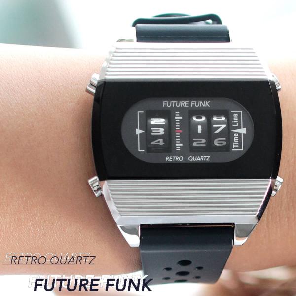 ビンテージ FUTURE FUNK メカデジ デジアナ 腕時計 ライトグレー ビンテージ FUTURE FUNK メカデジ デジアナ 腕時計 電池交換必要