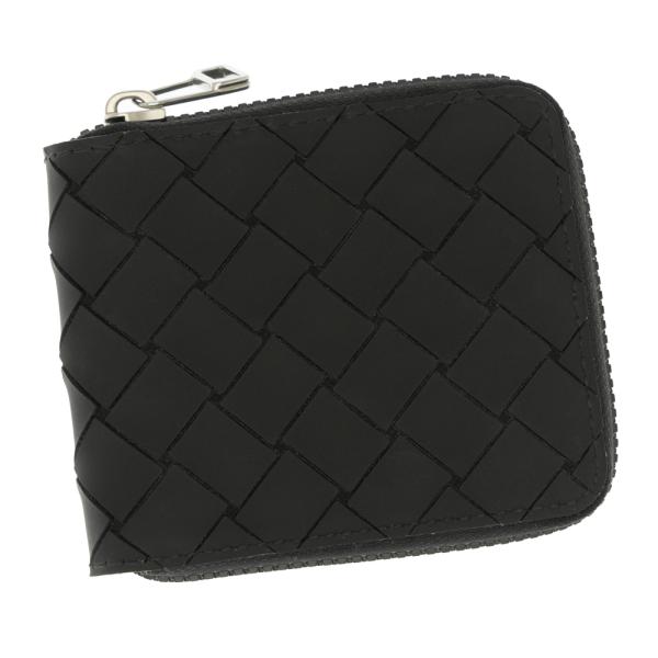 ボッテガヴェネタ BOTTEGA VENETA 二つ折り財布 ブラック ラバー
