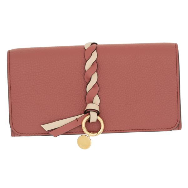 新品 未使用 Chioe クロエ 折財布 アルファベットレザー サーモンピンク-