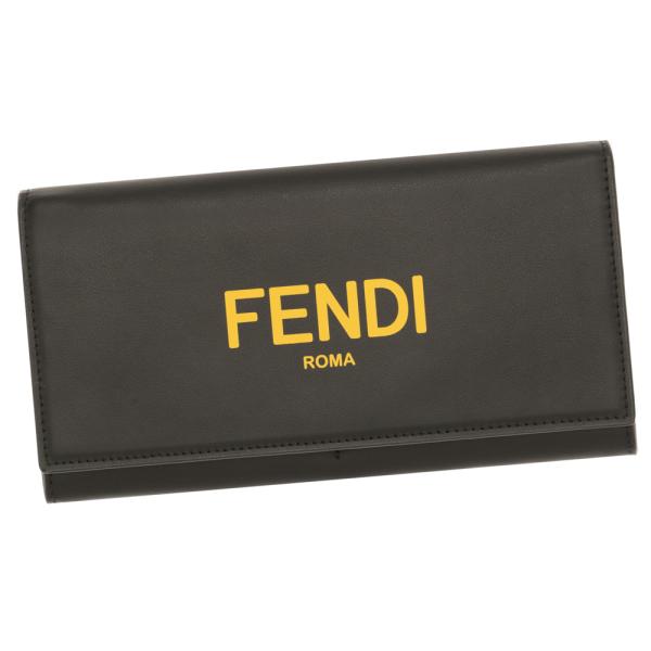 フェンディ ロゴ 長財布 二つ折り長財布 レディース メンズ FENDI 小銭入れ付き ブラック イエロー 7M0264 ADM8 F0R2A  コンチネンタルポートフォリオ