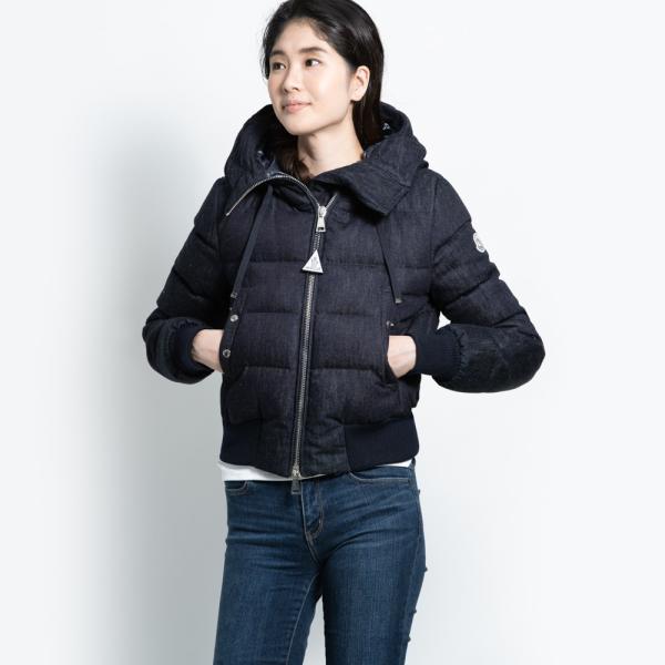 限定特価 のダウン 0 ソティリア ダウンジャケット ダウンジャケット Sotiria Moncler レディース デニム インディゴ Moncler 定番 ソティリア モンクレール フード付き ショート丈 袖ロゴ 定番 Moncler Sotiria Zokzok
