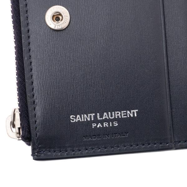 サンローランパリ SAINT LAURENT PARIS 二つ折り 財布 モノグラム コンパクト ウォレット メンズ ネイビー カードケース  529875 0SX0E 4150