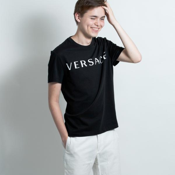 ヴェルサーチ VERSACE Tシャツ カットソー メンズ 半袖 ブラック