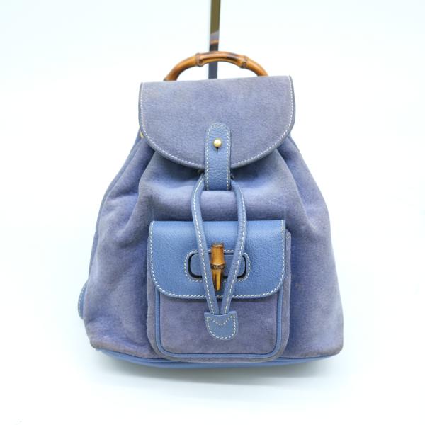 GUCCI グッチ ダークブルー レザー スエード リュック src-gk_220634
