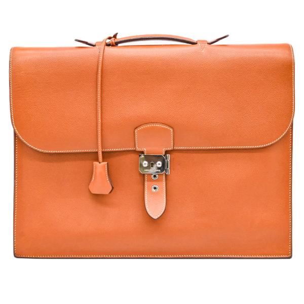 エルメス サックアデペッシュ38 ビジネスバッグ ブリーフケース オレンジ トリヨンクレマンス レディース HERMES 【中古】 お値引き】【美品】HERMES エルメス サックアデペッシュトゴ 38