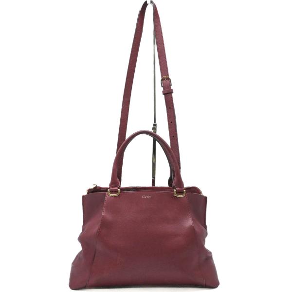 5000値下げ　レア　カルティエ　ワインレッド レザーハンドバッグ 5000値下げ レア カルティエ ワインレッド レザーハンドバッグ Cartier