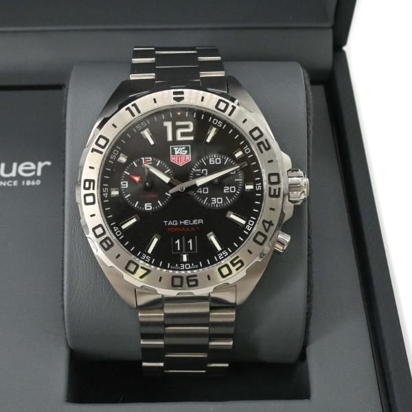 【美品】TAG HEUER タグホイヤー フォーミュラ1 デイト 腕時計 41MM クォーツ SS ブラック文字盤 グレー アラーム付 WAZ111A