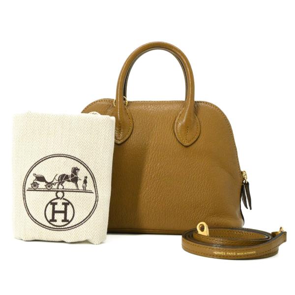 【美品】HERMES エルメス ボリード 1923 ミニ ハンドバッグ ショルダーバッグ シェーブル レザー セサミ ブラウン 茶 2WAY ＃D刻印