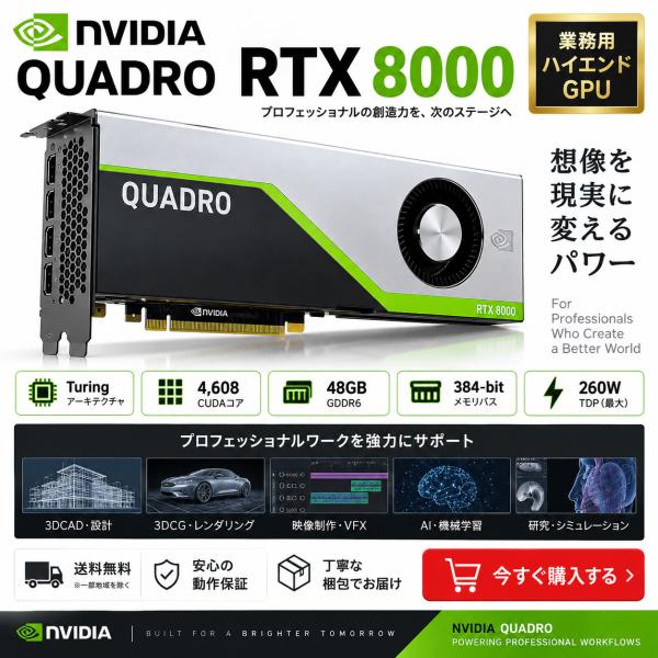 NVIDIA 美品 NVIDIA Quadro RTX8000 48GB グラフィックボード : PC
