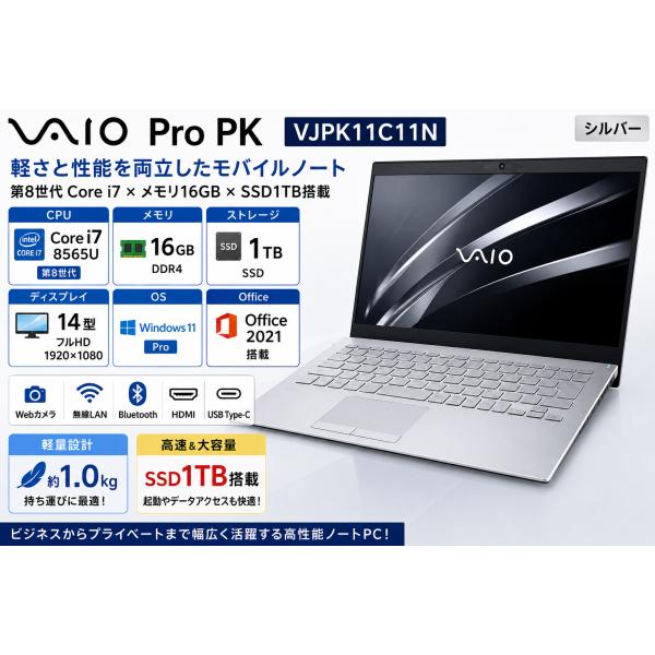 VAIO Pro SONY VAIO PK VJPK11C11N Core i7-8565U メモリ16GB 高速大