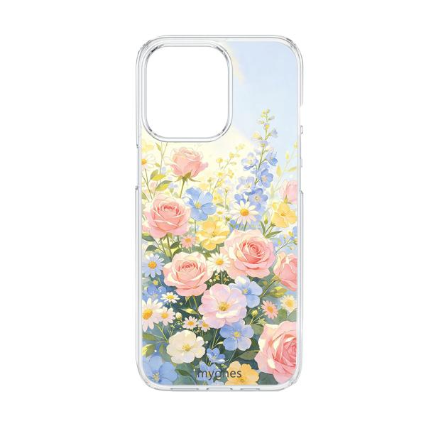 Google Pixel 10A クリア ハードケース (花の庭) 薔薇 バラ 可愛い 花柄 水彩画風 ボタニカル 韓国