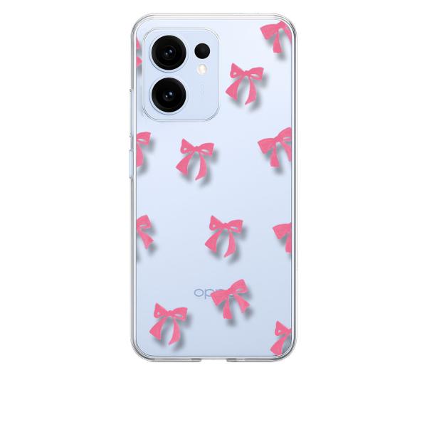 OPPO Reno13 A クリア ハードケース リボン(ピンク) スマホ ケース