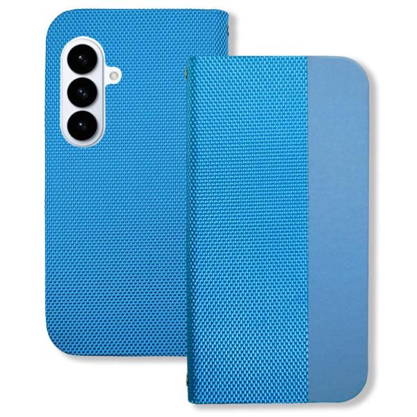Galaxy S26 5G 対応 手帳型 スマホケース (ブルー) ベルト無し バイカラー ツートン スリム 薄型 軽量 カバー