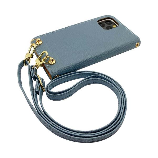 SH-02MAndroid One S7 スマホショルダー（手帳ブルーグレー×ストラップ:ブルーグレー）カバー 手帳 くすみカラー