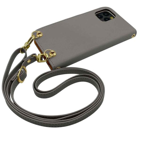 SH-02MAndroid One S7 スマホショルダー（手帳アッシュグレー×ストラップ:アッシュグレー）カバー 手帳 くすみカラー