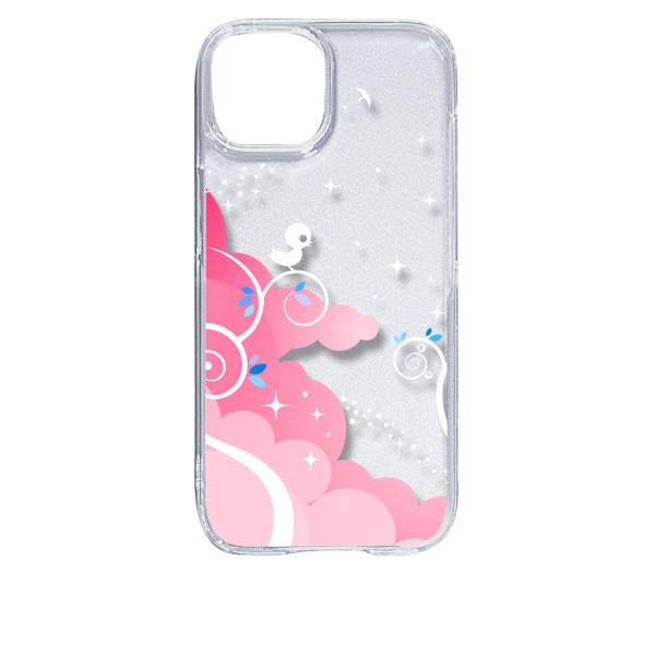 iPhone15 アイフォン15 クリア ハードケース 小鳥キラキラ(ピンク) スマホ ケース スマ...