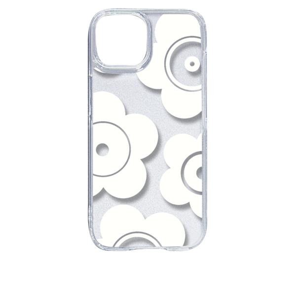 iPhone15 アイフォン15 クリア ハードケース t026-ホワイト 花柄