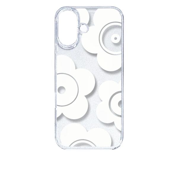 iPhone16 アイフォン16 クリア ハードケース t026-ホワイト 花柄