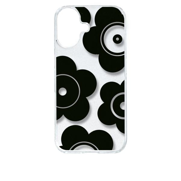 iPhone 17 アイフォン17 クリア ハードケース t026-ブラック 花柄