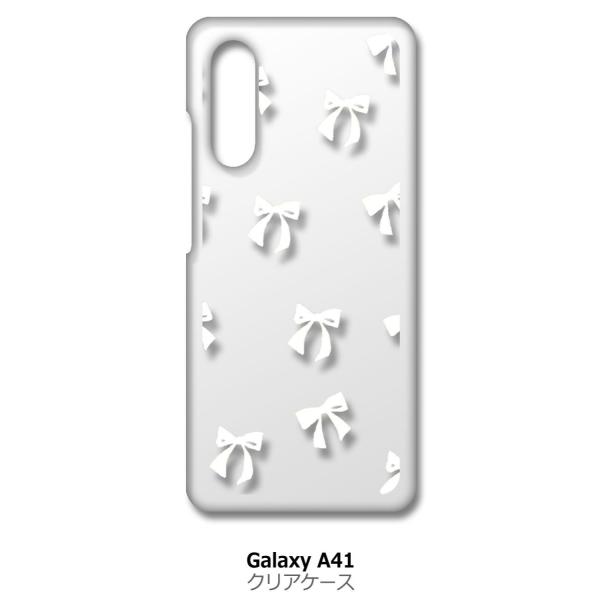 Galaxy A41 SC-41A SCV48 クリア ハードケース リボン(ホワイト