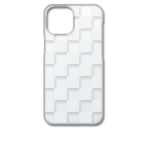 iPhone13 mini アイフォン13ミニ ケース クリア 透かし加工 ブロックチェック 市松 ...