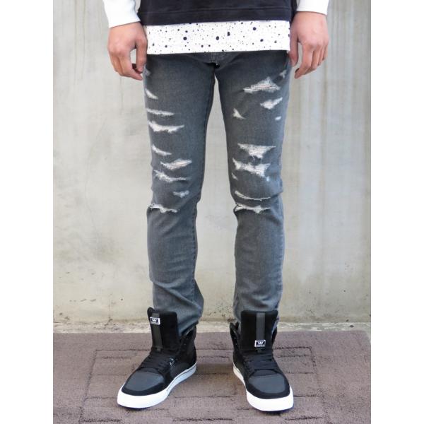 SALE!! Seven Colors ORIGINAL  CRASH DENIM PANTS (クラッシュデニムパンツ) BLACK (ブラック)