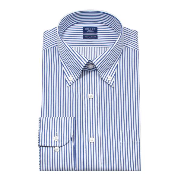 綿100％形態安定加工・ノーアイロンシャツ・ノンアイロン日清紡アポロコット・ドレスシャツ定番柄のロンドンストライプは近年流行中のカジュアルスタイルにもおすすめです。カフスにはカフス穴が空いているので、カフスボタン（カフリンクス）もお使いいた...