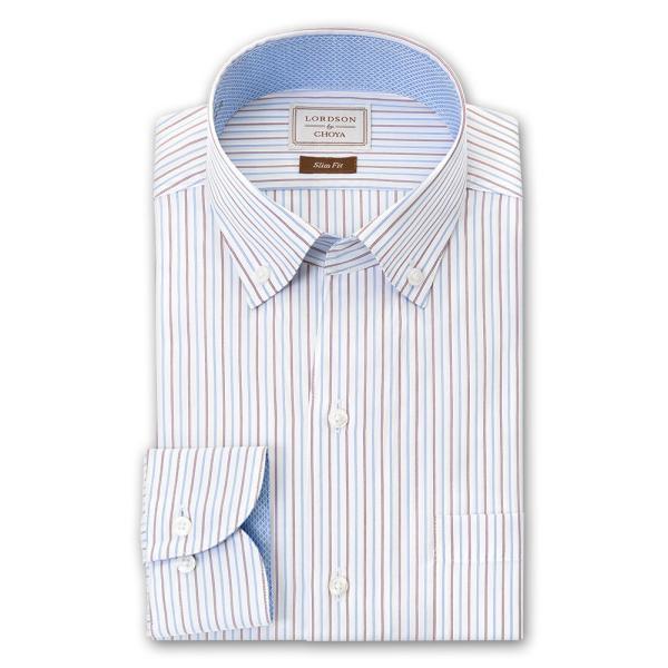 LORDSON by CHOYA Slim Fit 綿100％ 形態安定加工ドレスシャツ（スリムフィット） LORDSON by CHOYA、待望のスリムフィット。 細身なのに動きやすいシルエットを採用しています。 ブルーとブラウンのストラ...