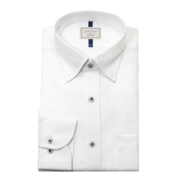 LORDSON by CHOYA綿100％ 形態安定ドレスシャツ（標準体）細かい格子調の織が入ったホワイトドビーシャツ。スナップダウン衿ですのでネクタイありなし双方お楽しみ頂けます。ふっくらとソフトで着心地の良い綿100%素材ながら形態安定...