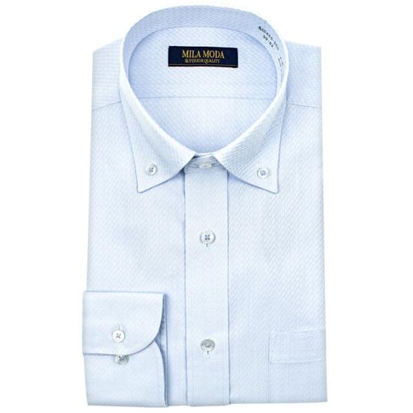 綿：50%/ポリエステル：50% ■ワイシャツワイシャツ yシャツ カッターシャツ ドビー ブルー ロゴデザインを一新して新登場！！ 身頃型もリニューアルし、ほどよいゆとりのあるゆったりしたシルエットを是非お試しください。 新開発!!　衿・...