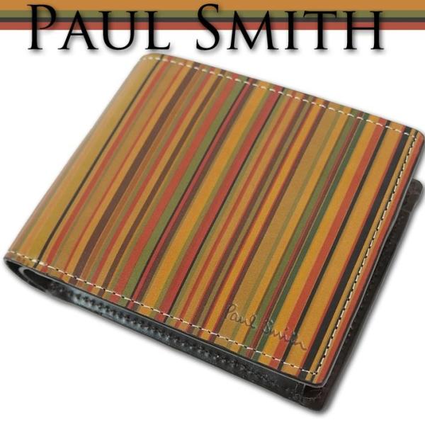 ポール・スミス(Paul Smith) マルチストライプ メンズ二つ折り財布 