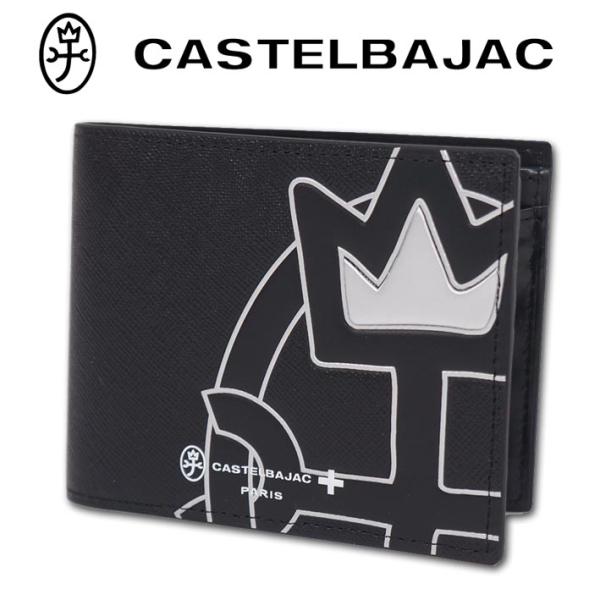 カステルバジャック 定価18700円 黒 二つ折り財布 牛革 レザー ウプラ カステルバジャック 定価18700円 黒 二つ折り財布 牛革 レザー