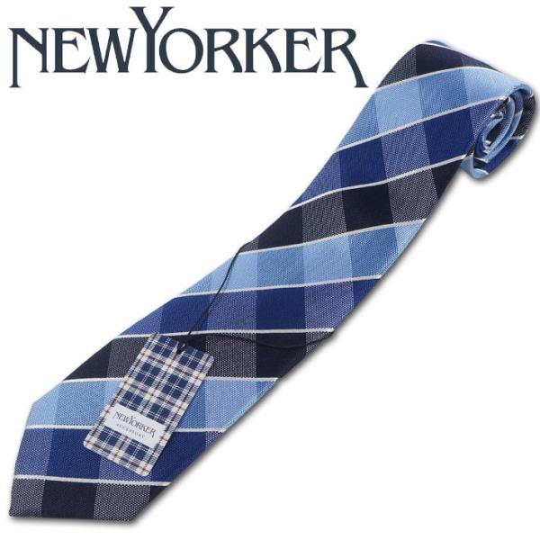 NEWYORKER（ニューヨーカー） シルク ブロックチェック柄 ネクタイ