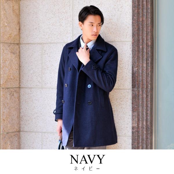 Pコート メンズ 人気上昇中 ロング 冬 秋冬 ダークグリーン グレー ネイビー M L Xl ピーコート 2l 3l Sacro ウール Ll ビジネス サークロ 大きいサイズ