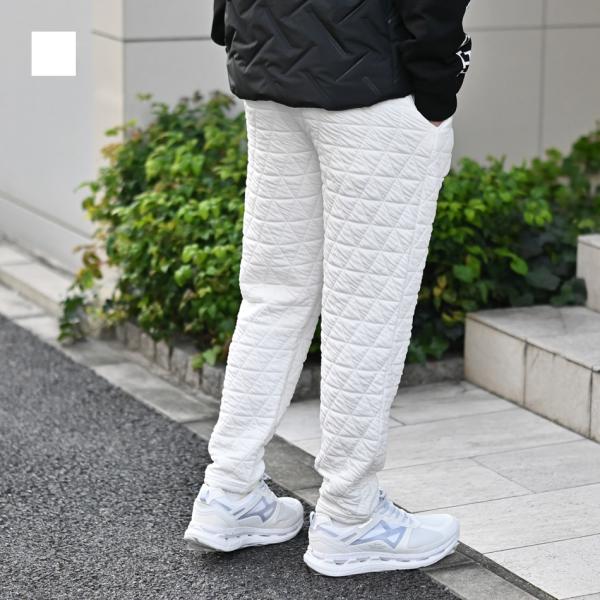 暖パン メンズ キルティングパンツ イージーパンツ テーパードパンツ ストレッチ アウトドア ゴルフ 釣り 春秋冬 ホワイト ブラック 白 黒 M L