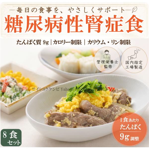 糖尿病性腎症食 8食セット*国内製造 管理栄養士監修 低たんぱく 糖尿病 低リン 減塩 通販 冷凍 腎臓病 たんぱく制限食 弁当 腎症