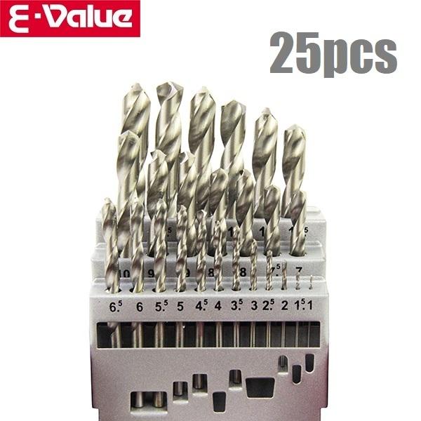 E-Value ドリルセット 鉄工用 25本組 ETD-25S 電気ドリル 充電ドリル