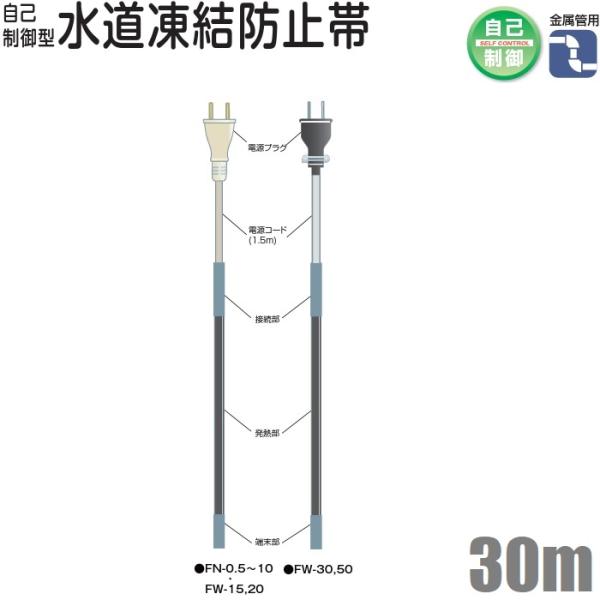 電熱産業 水道凍結防止ヒーター 30m 自動温度制御 配管凍結防止
