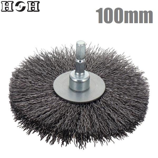 H&H 六角軸 ワイヤーブラシ 銅線 100mm BWW-100 ホイールブラシ ホイル